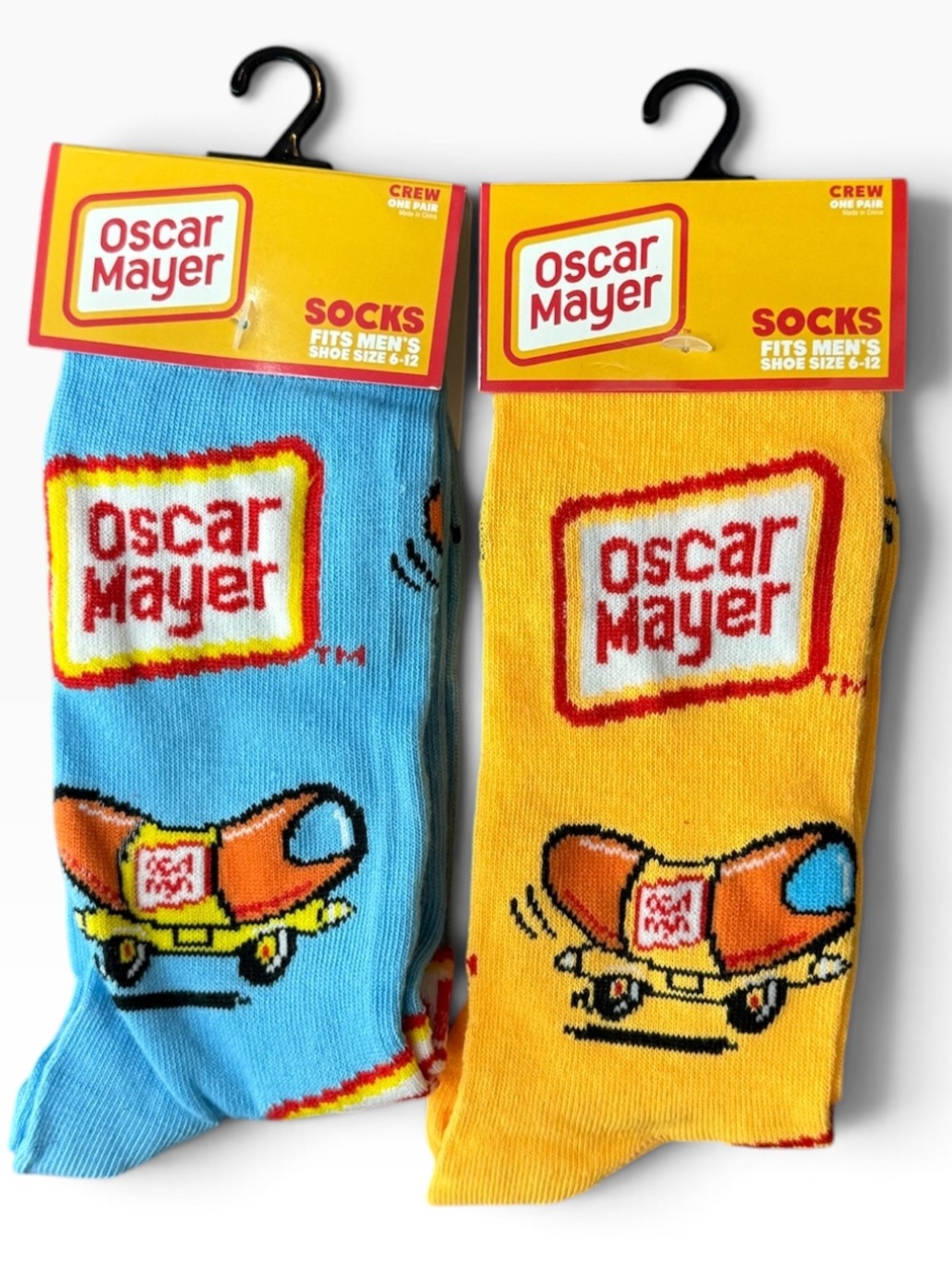 Odd Sox Oscar Mayer Wienermobile Crew Socks 2-Pair Lot Grill Gift Men’s 6-12 NWT